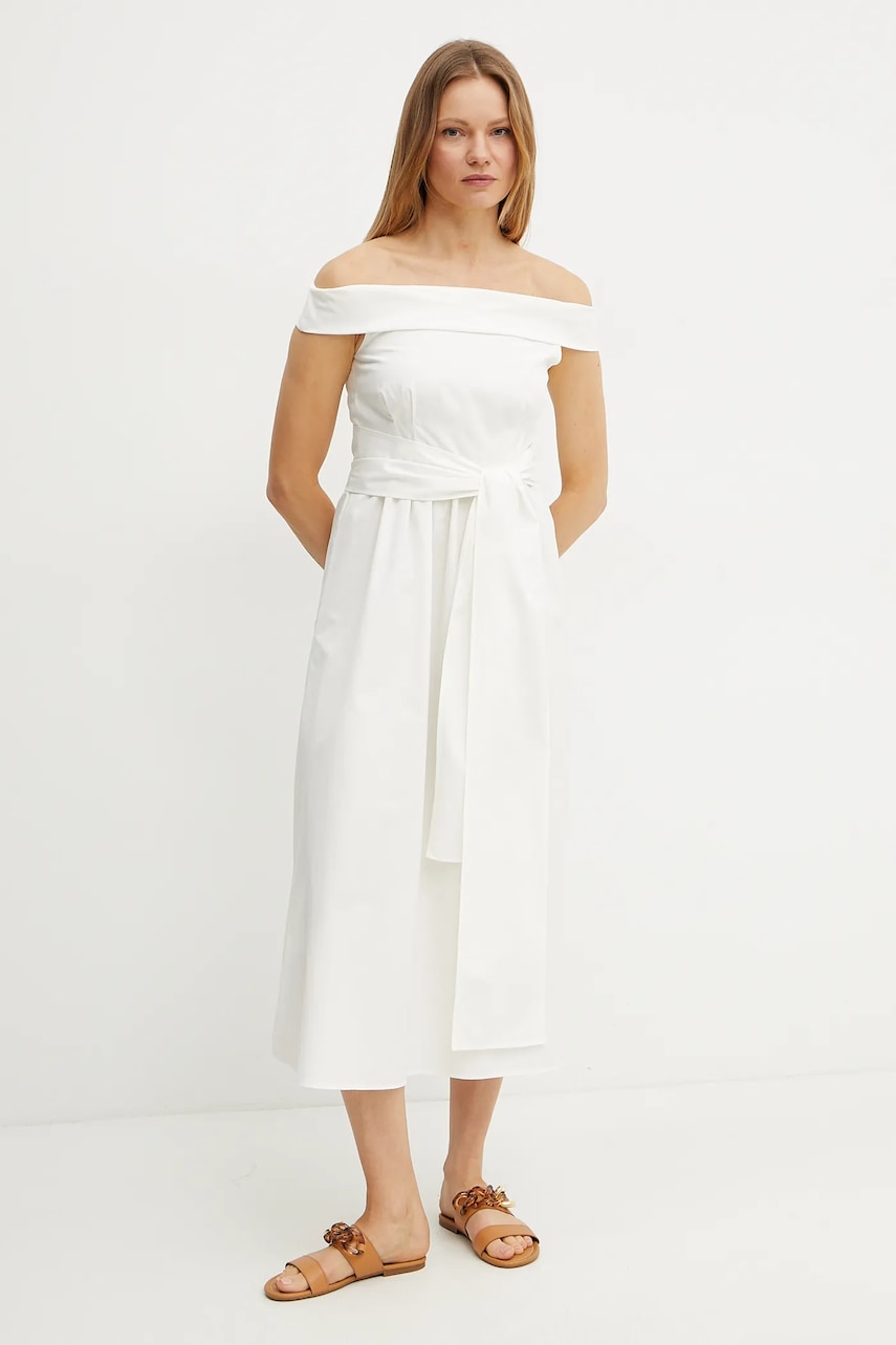 Weekend Max Mara rochie din bumbac culoarea bej