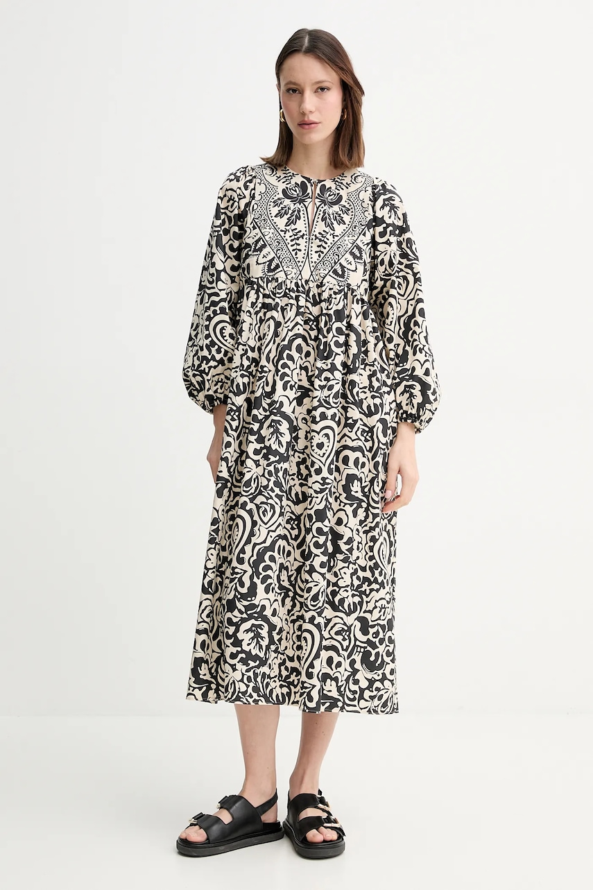 Weekend Max Mara rochie din bumbac culoarea bej