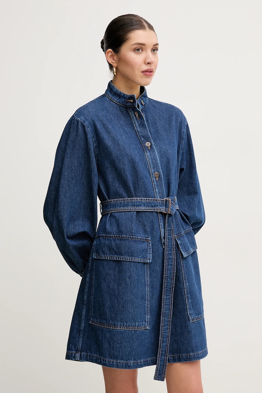 Weekend Max Mara rochie din denim culoarea bleumarin