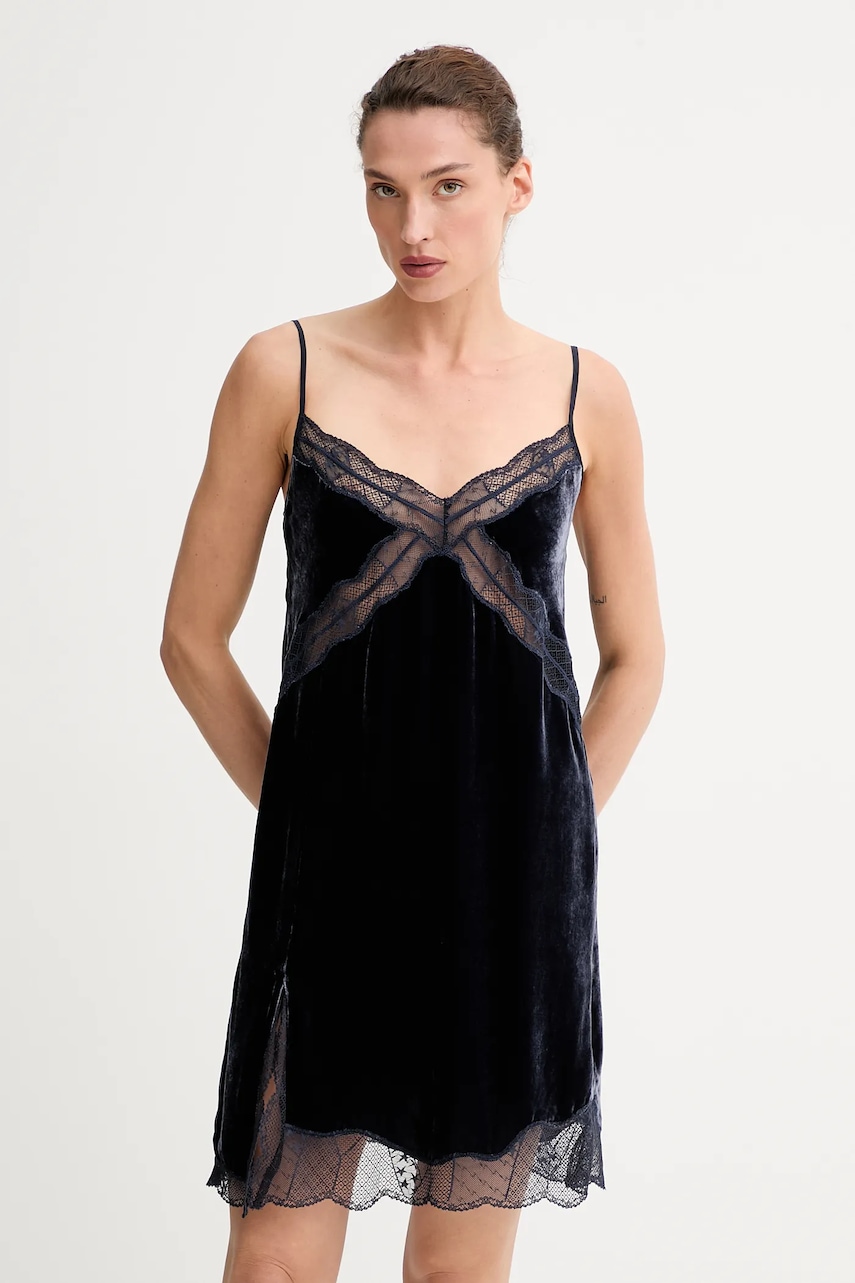 ZADIG&VOLTAIRE rochie din amestec de matase culoarea bleumarin