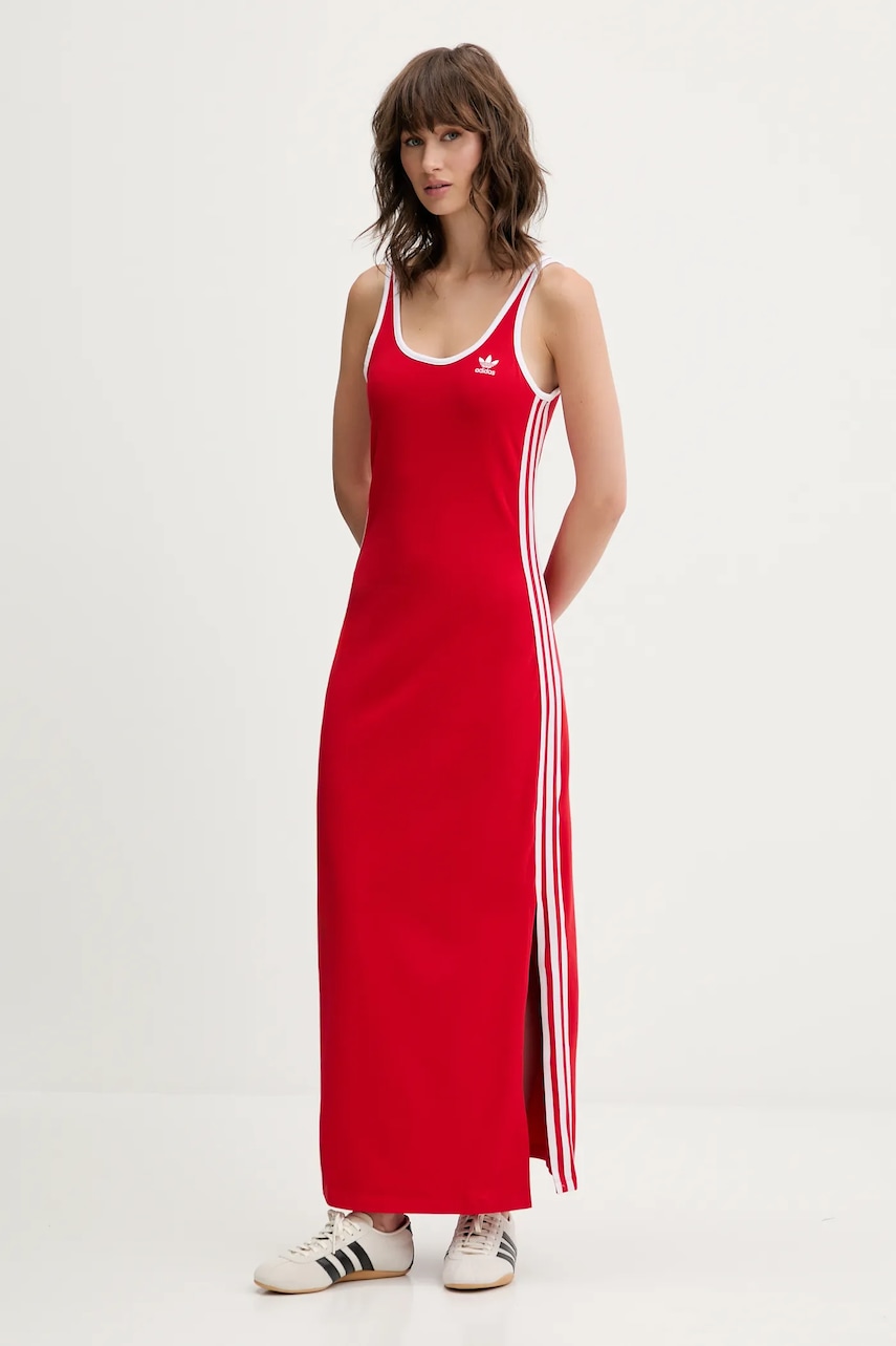 adidas Originals rochie 3S TANK DRESS culoarea roșu