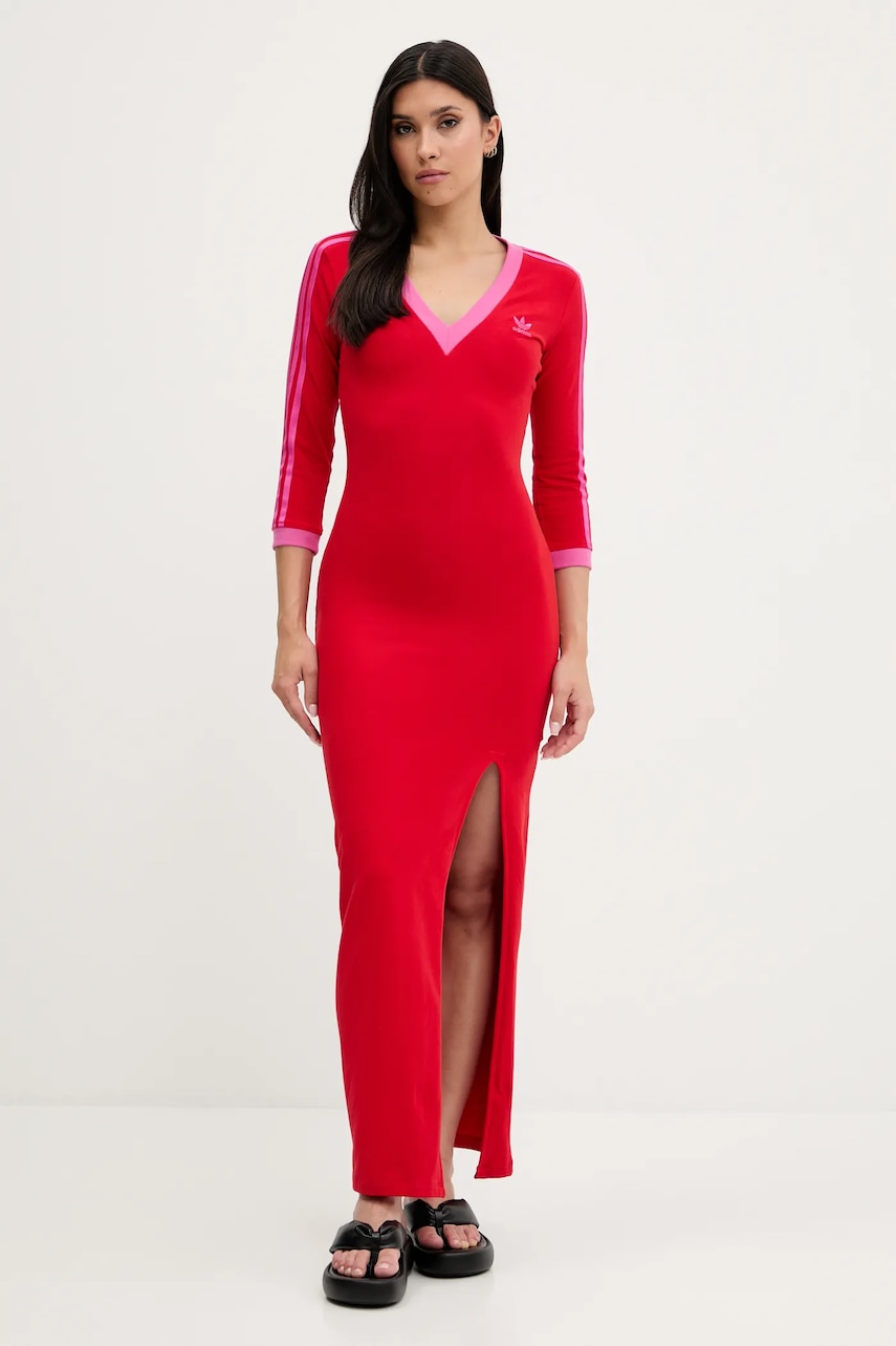 adidas Originals rochie Maxi Dress V culoarea roșu