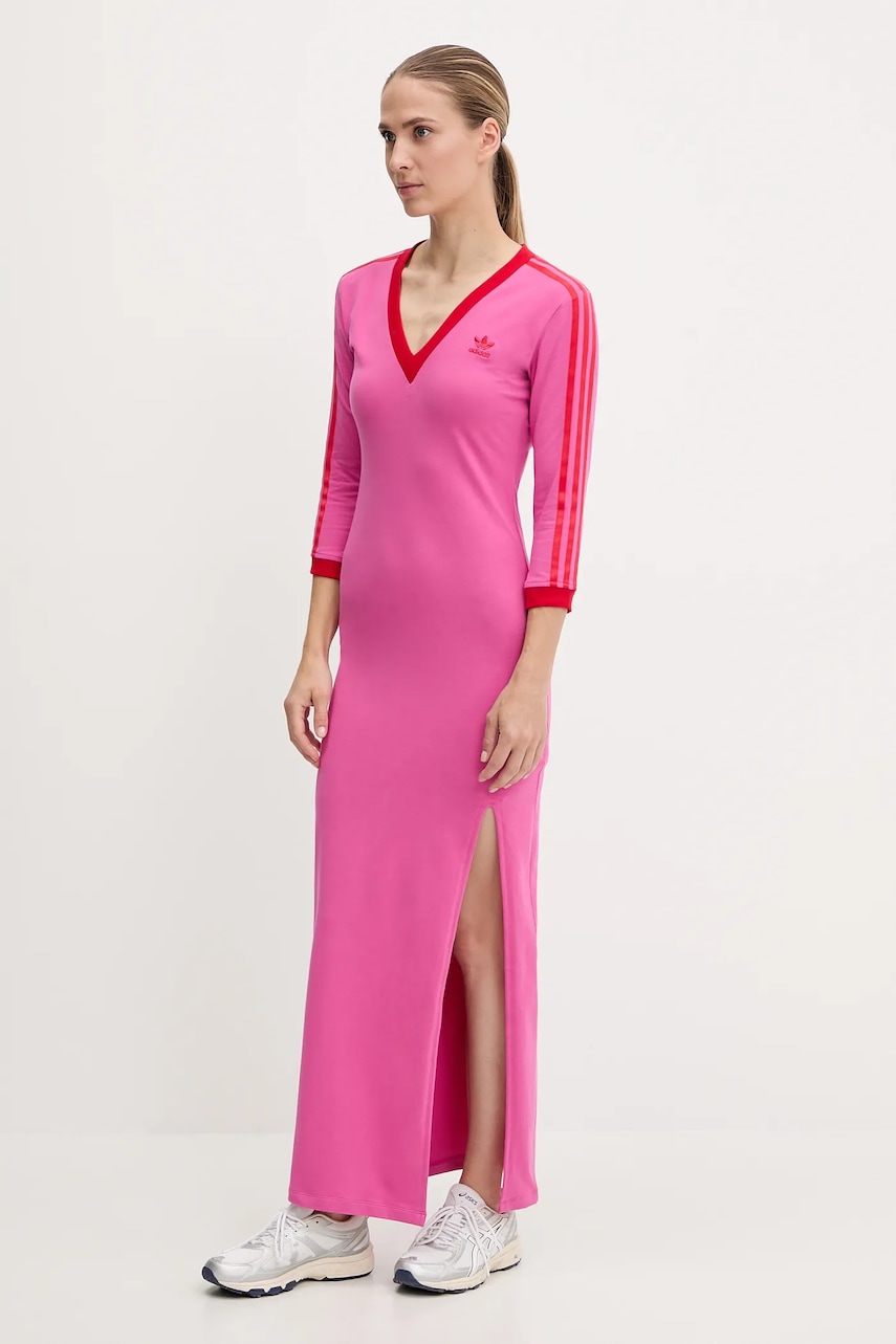 adidas Originals rochie Maxi Dress V culoarea roz