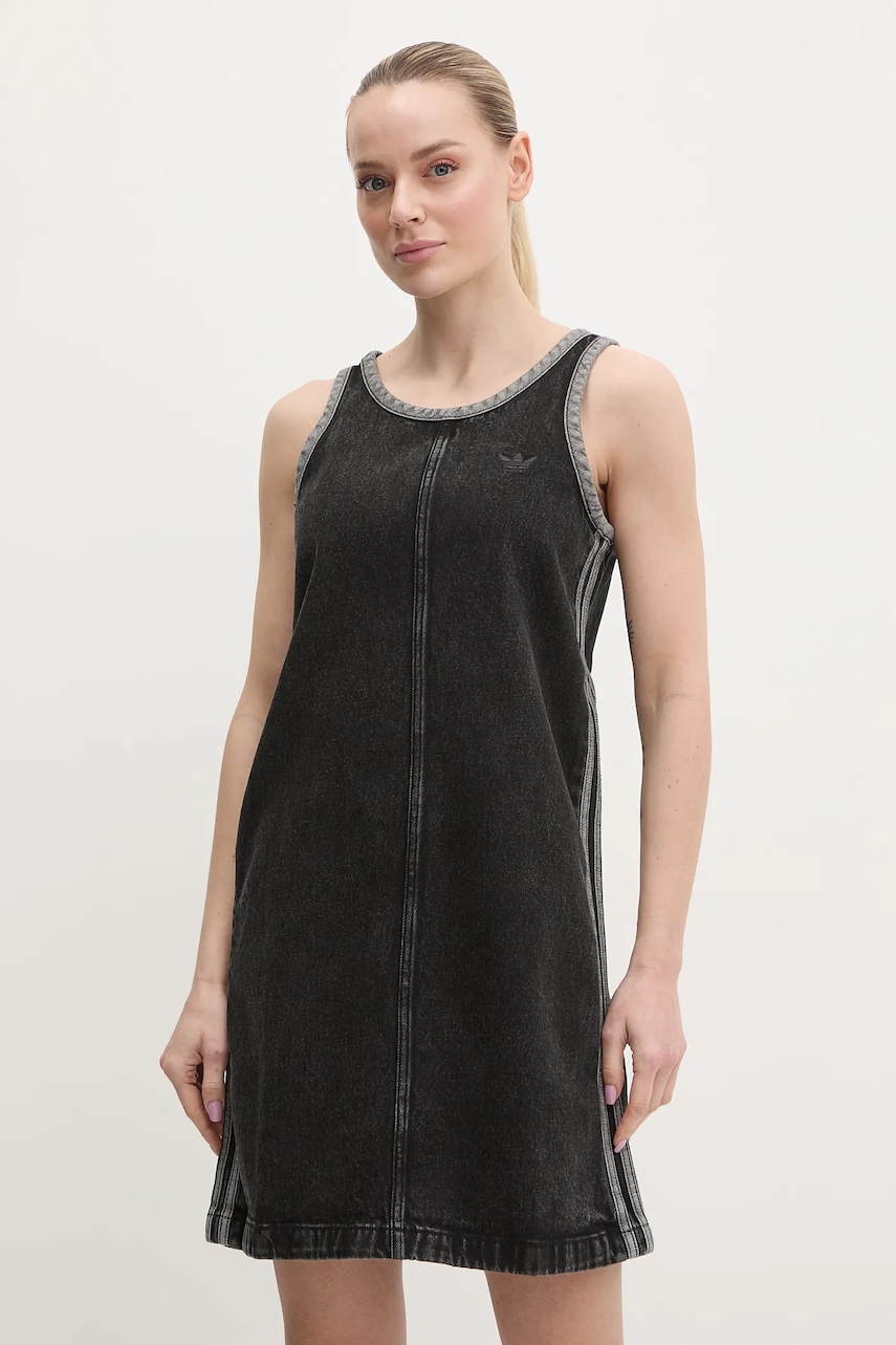 adidas Originals rochie din denim DENIM 3S DRESS culoarea negru