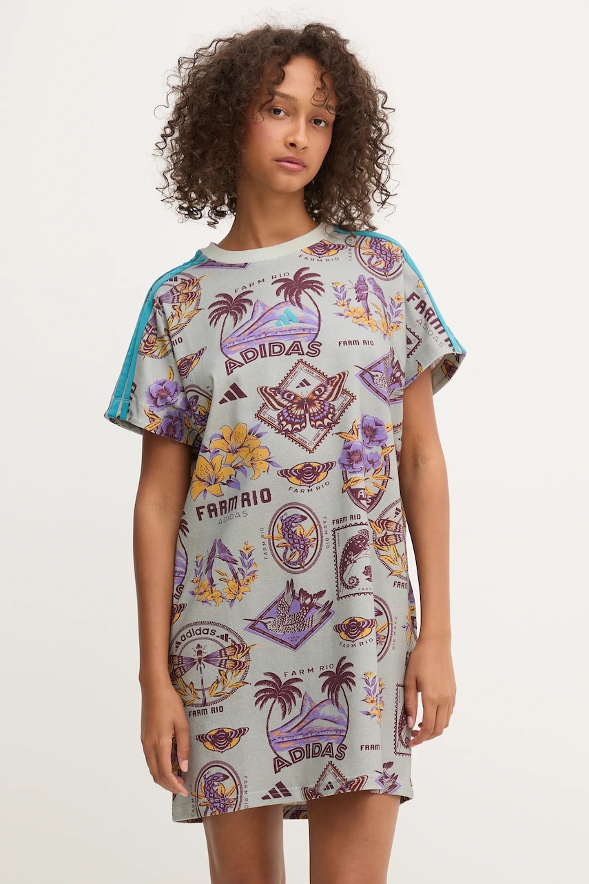 adidas rochie x Farm Rio culoarea gri