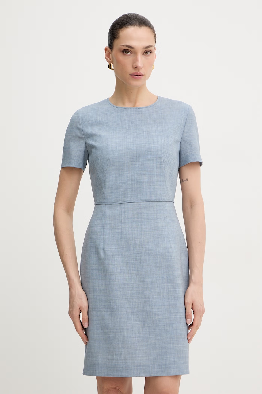 BOSS rochie din lână Dunera