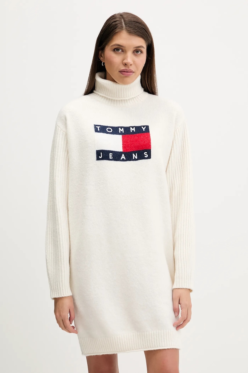 Tommy Jeans rochie din amestec de lână