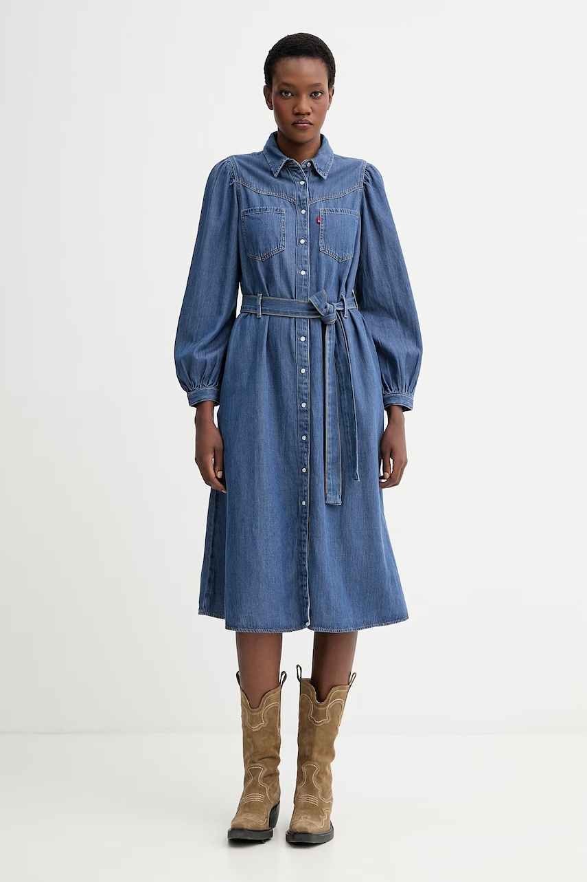 Levi's rochie jeans JOURNEY LS MAXI