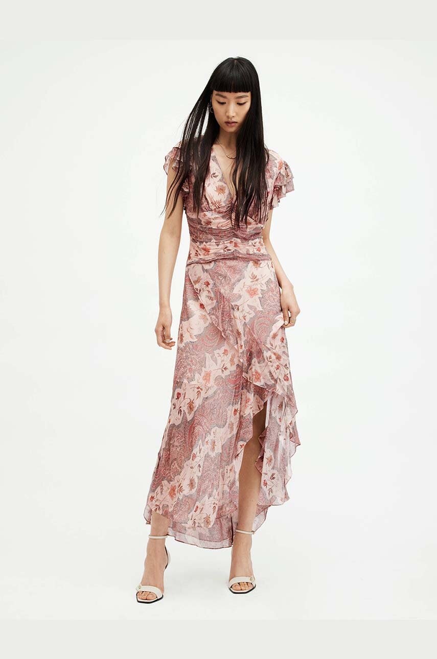 AllSaints rochie BREA CASCADE