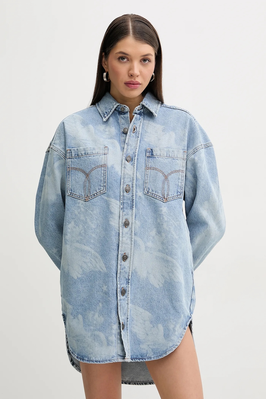 Fiorucci rochie din denim Angel Print Denim Shirt Dress