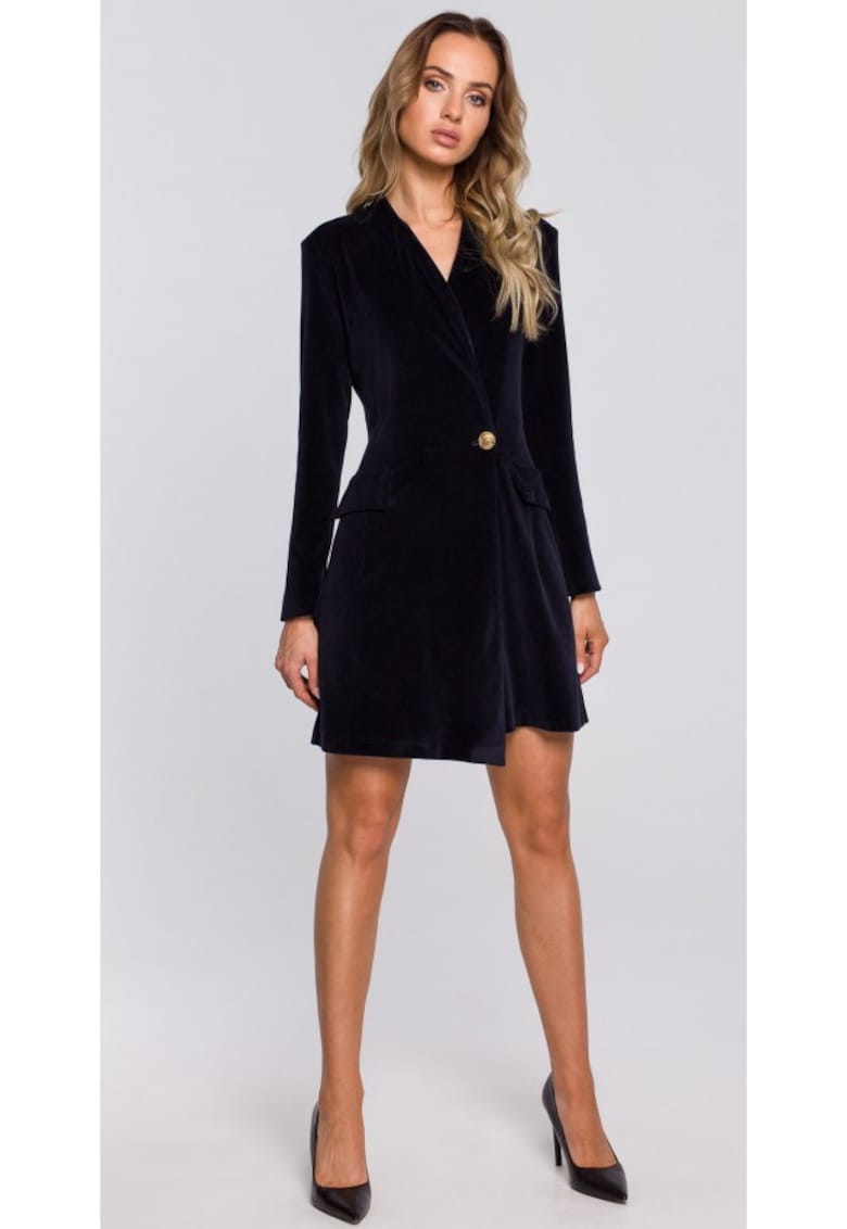 Rochie - Bumbac/Poliester - Negru. - Bleumarin