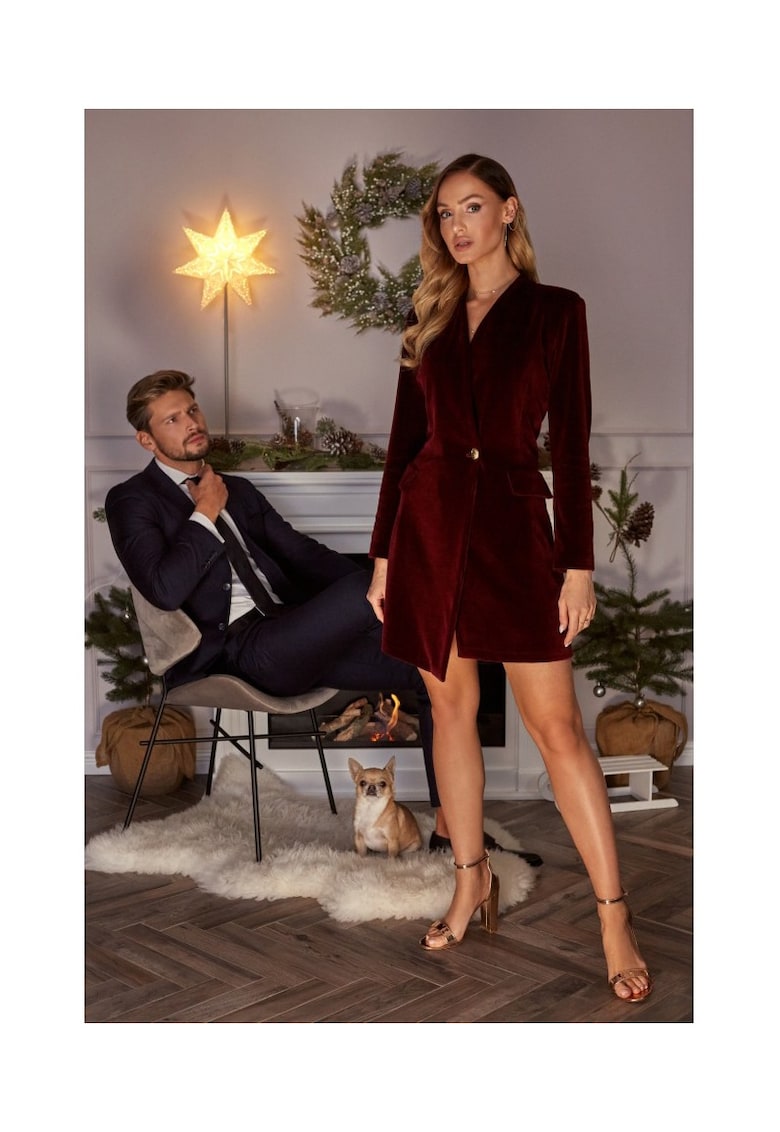 Rochie - Bumbac/Poliester - Negru. - Visiniu