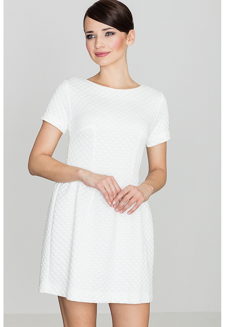 Rochie K147 - eleganta - ecru - poliester 95% elastan 5% -