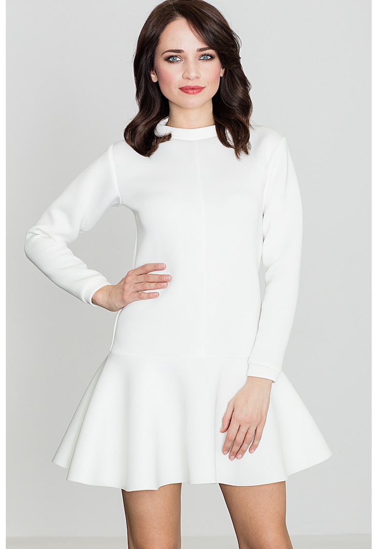 Rochie K247 - ecru - din material usor - poliester