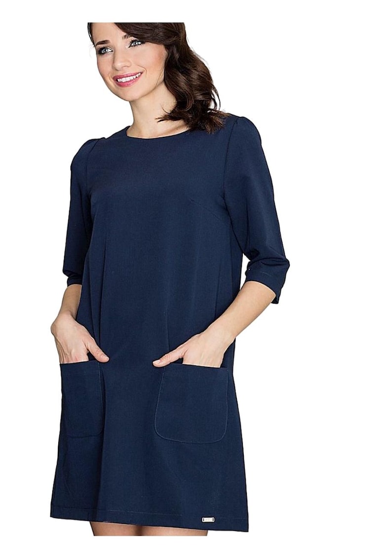 Rochie - Poliester/Viscoza - Bleumarin - De zi