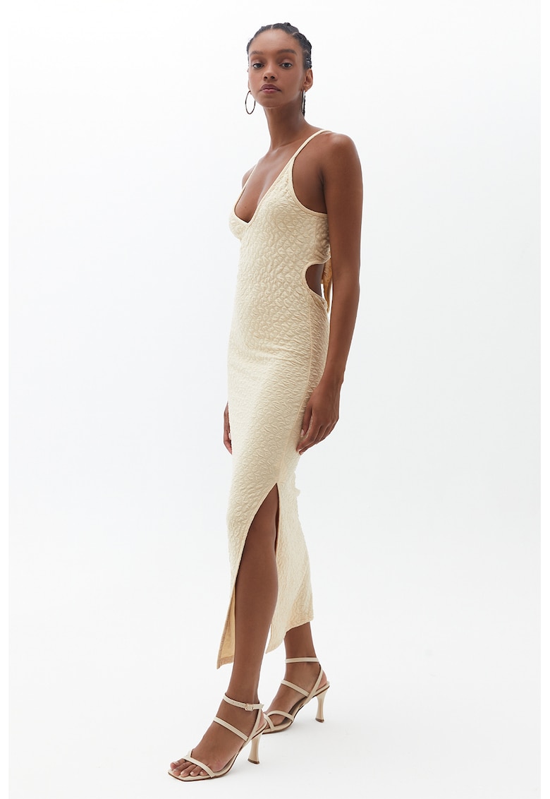 Rochie bodycon texturata - Alb fildes