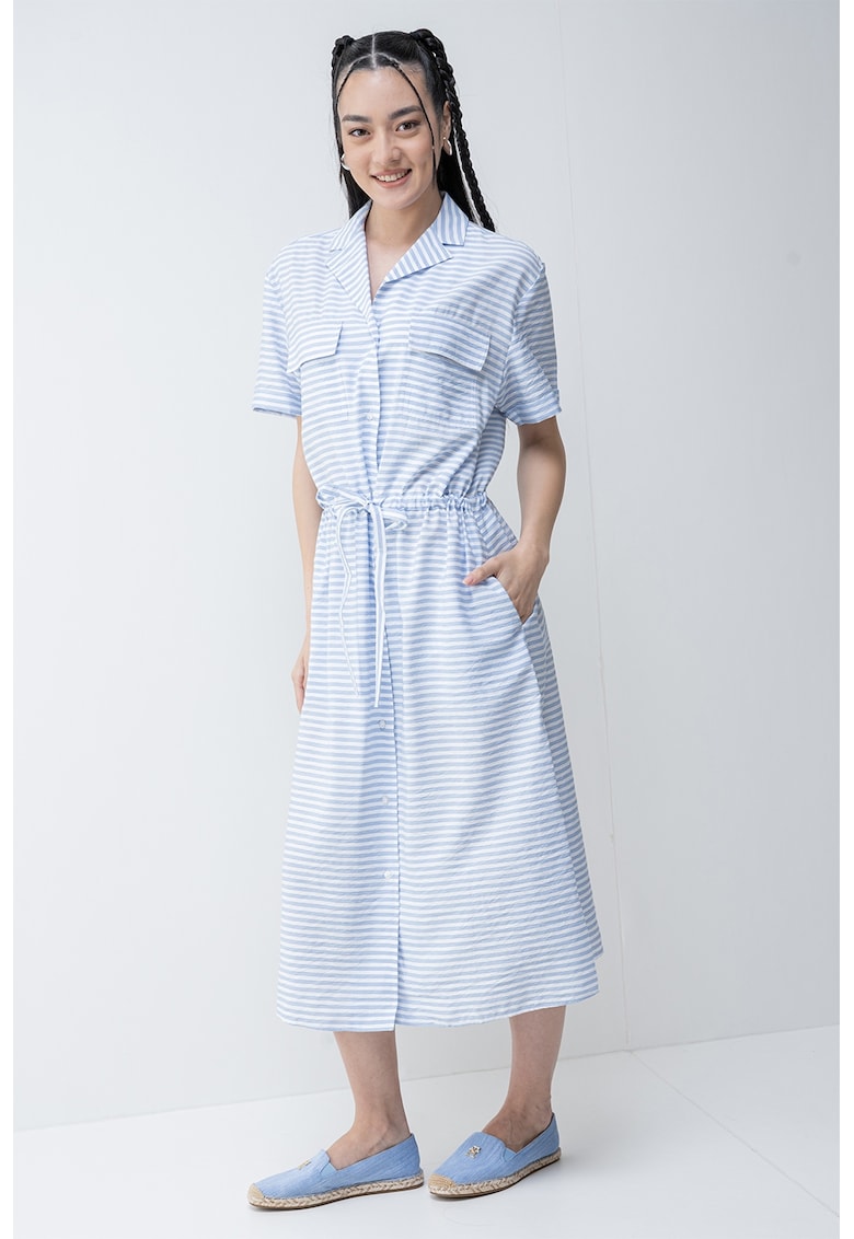 Rochie-camasa cu dungi - Alb/Albastru deschis
