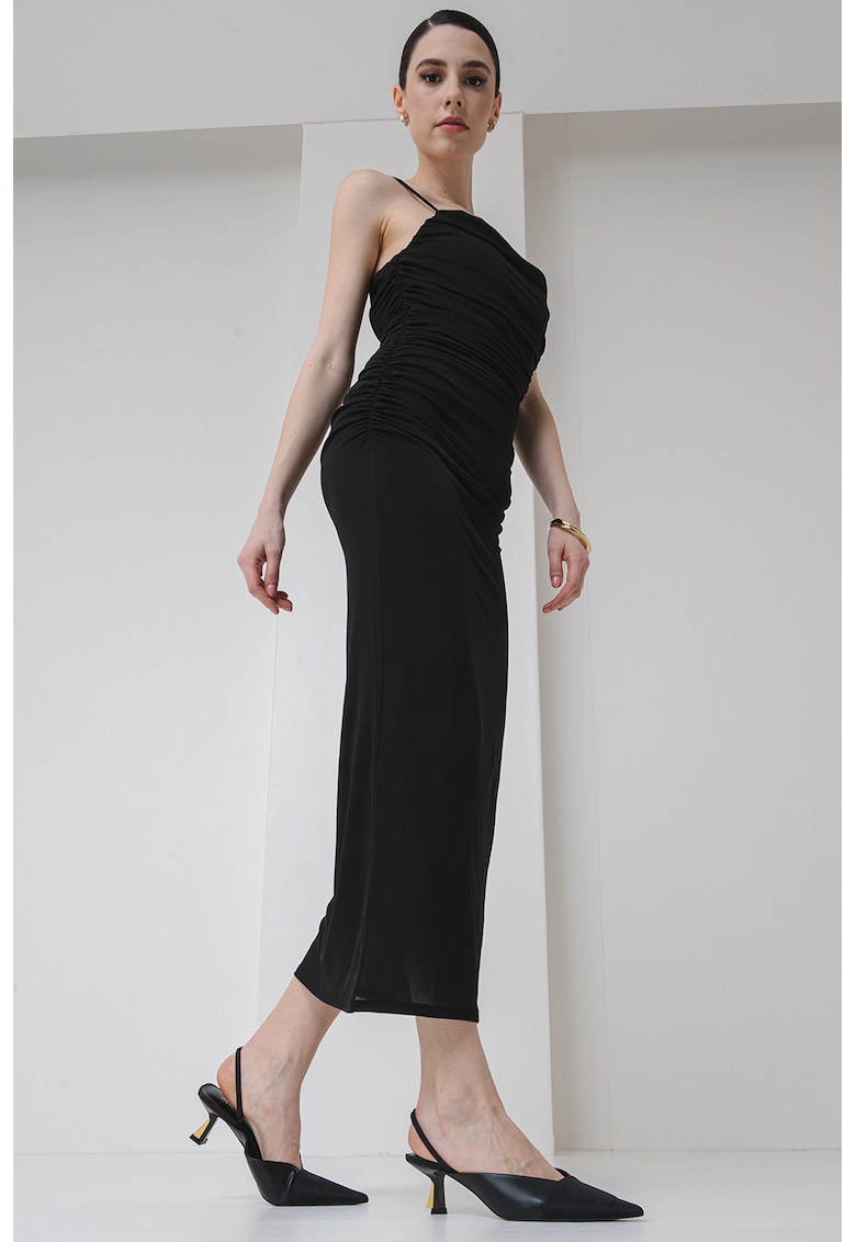 Rochie cambrata cu decolteu patrat Noffiano - Negru