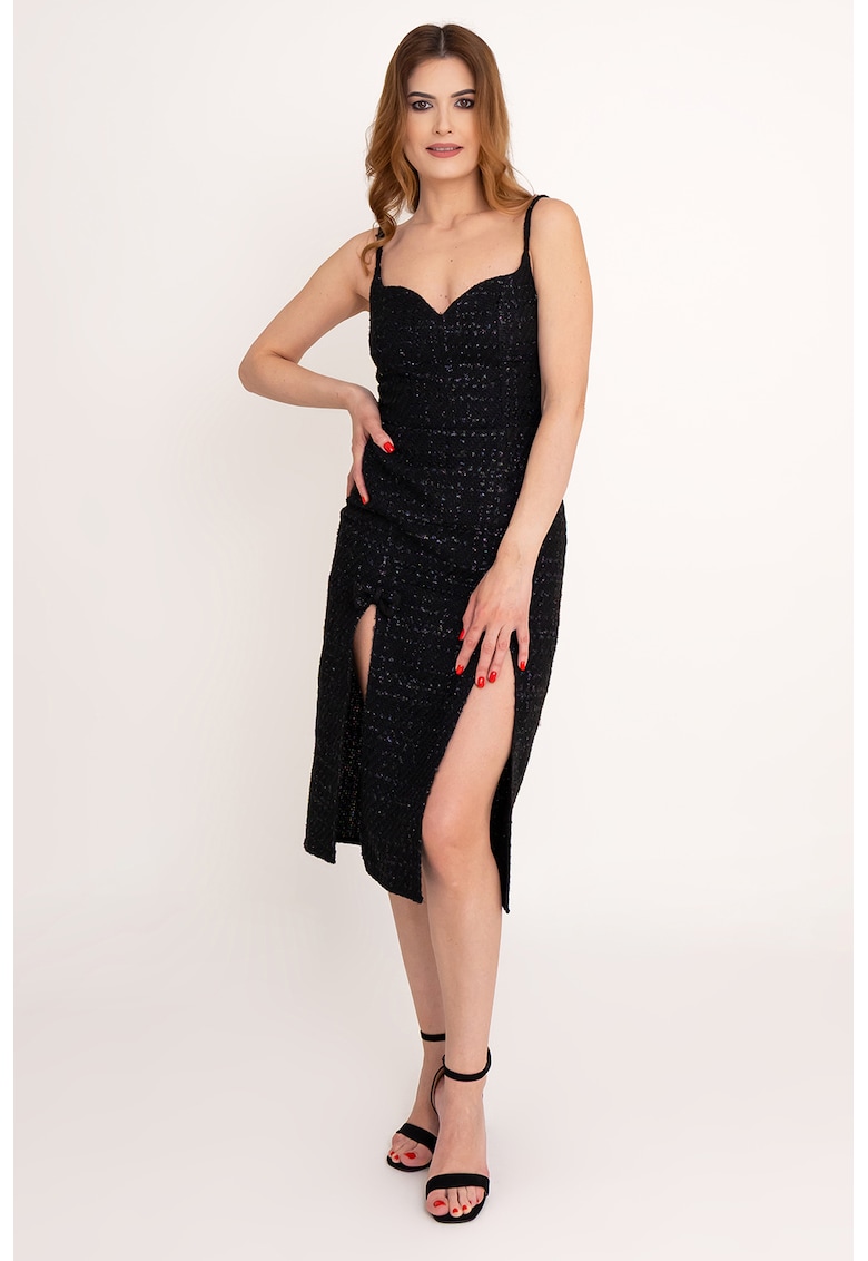 Rochie cambrata cu slituri frontale Rosemary - Negru