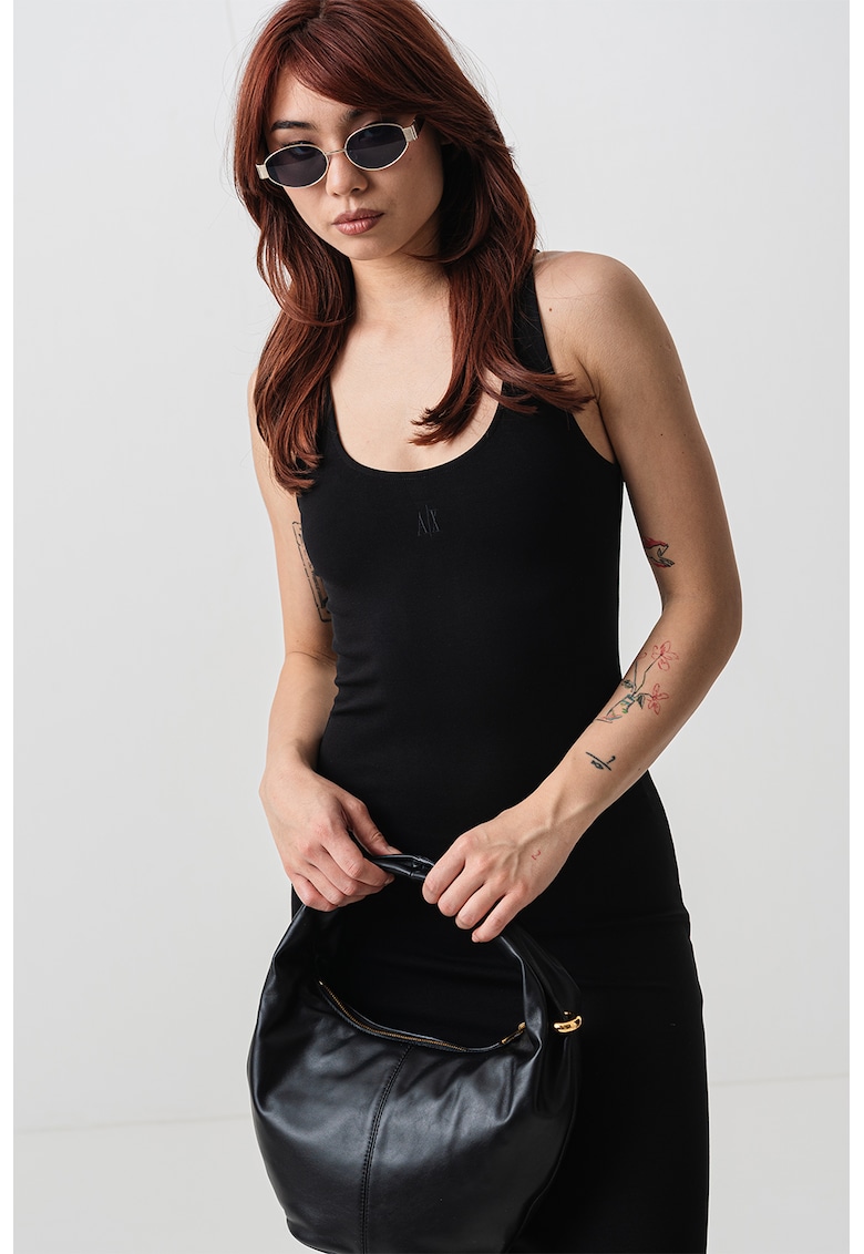 Rochie cambrata fara maneci - Negru