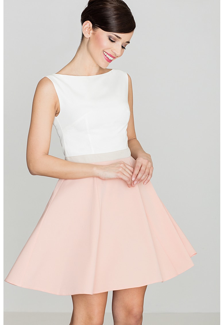 Rochie cocktail K083 - evazata - cu talie decupata - fara bretele - retro - poliester-viscoza