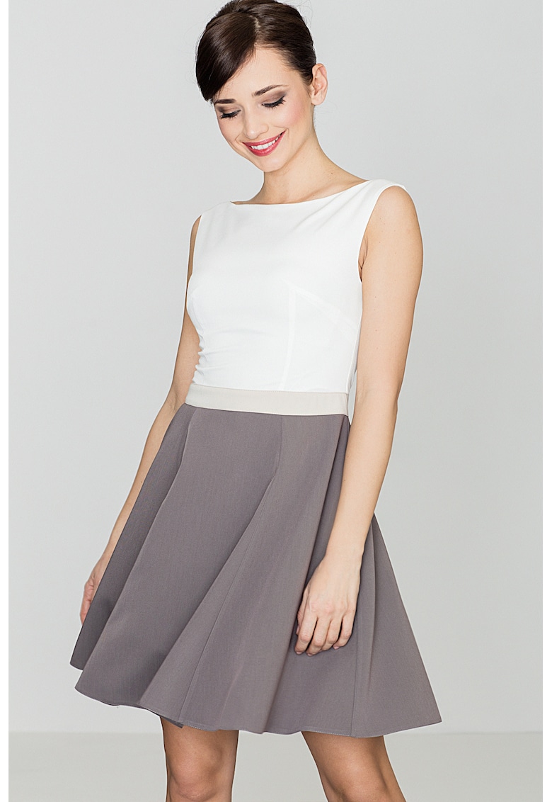 Rochie cocktail K083 - evazata - fara bretele - decupaj in talie - poliester-viscoza