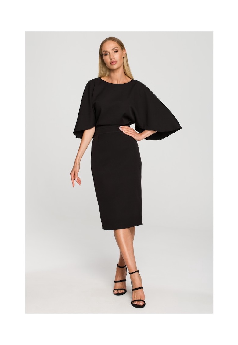 Rochie creion cu maneci largi - verde luxuriant - Negru