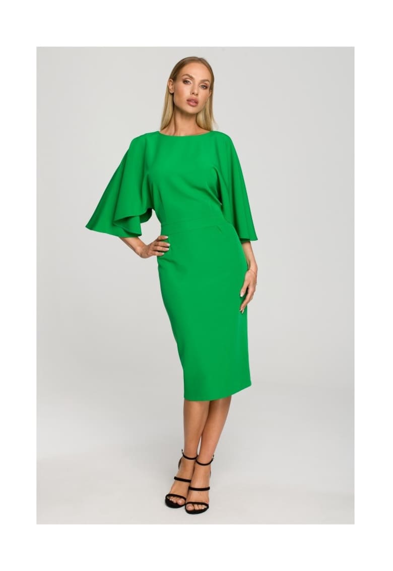 Rochie creion cu maneci largi - verde luxuriant - Verde