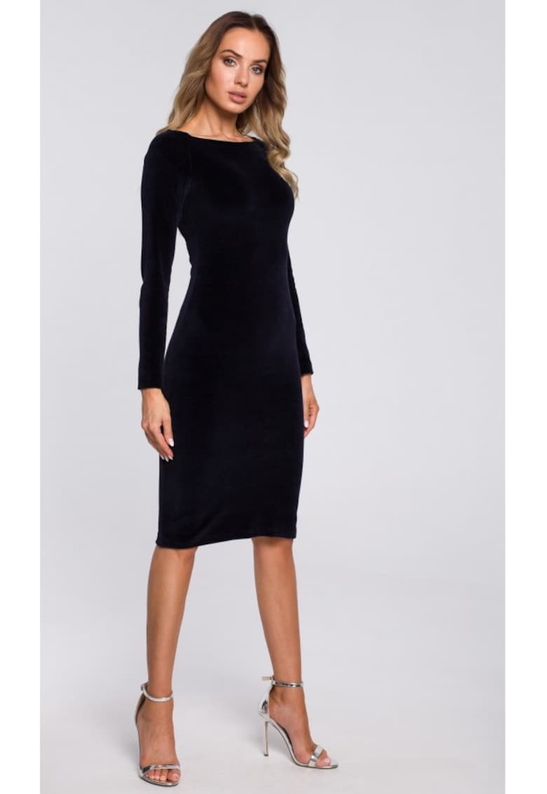 Rochie creion din velur - Albastru