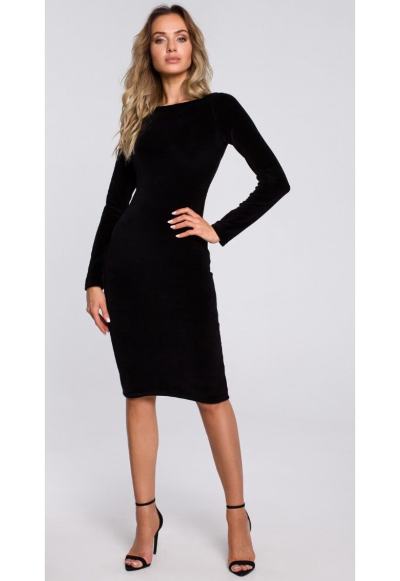 Rochie creion din velur - Negru