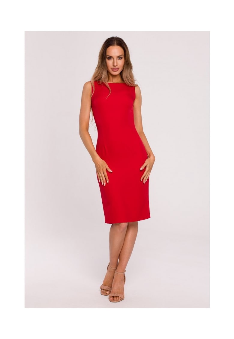 Rochie cu decolteu in spate - Negru - Rosu