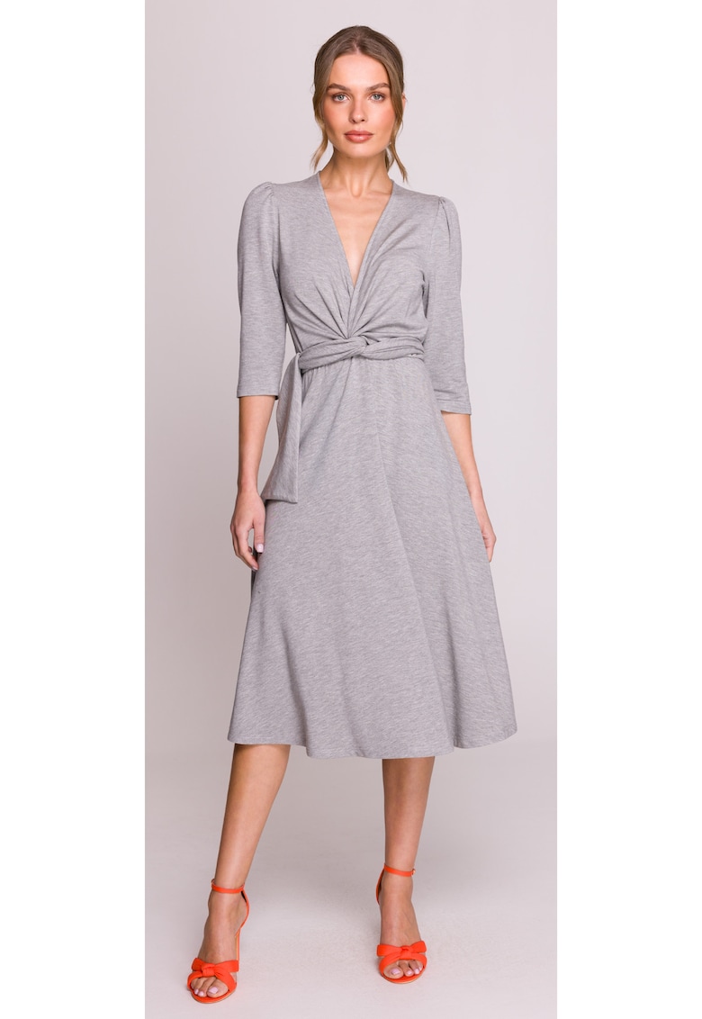 Rochie cu impletitura - - Gri