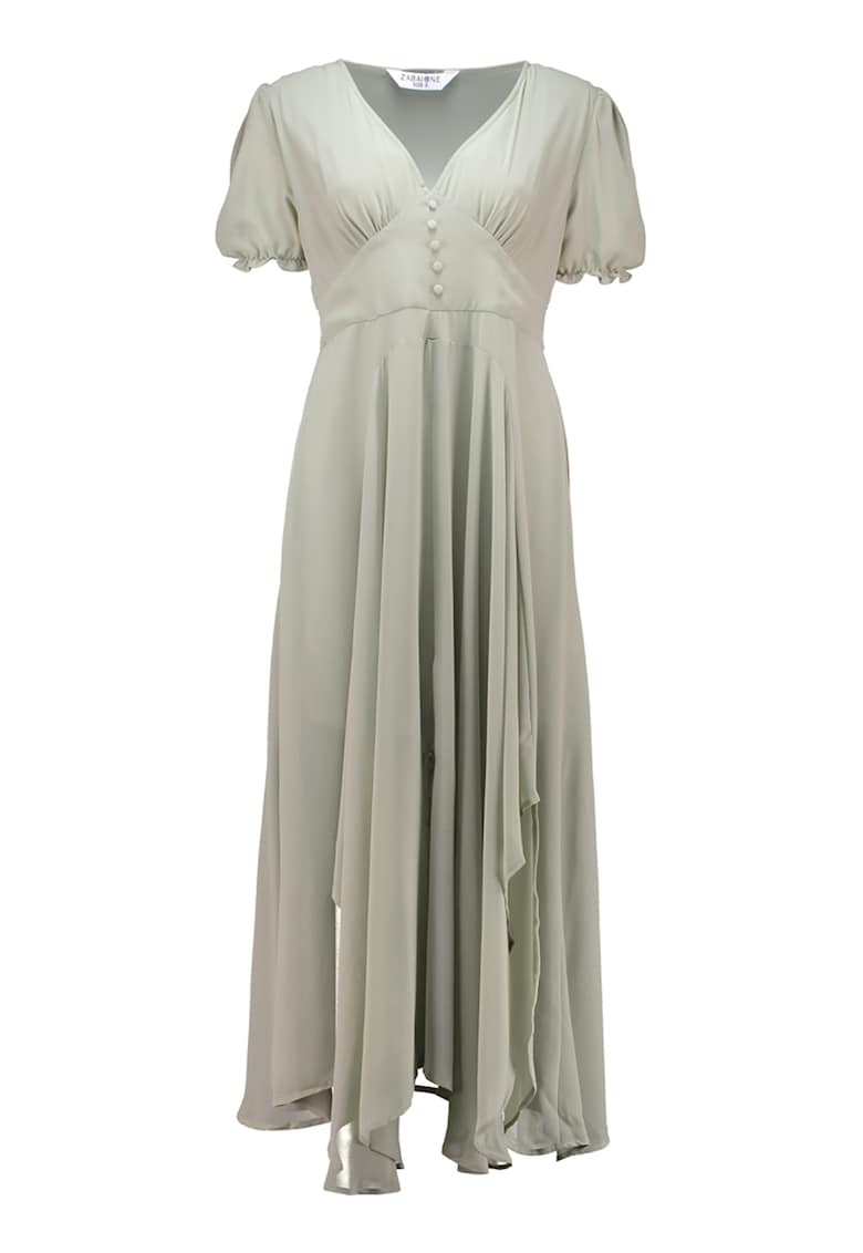 Rochie cu imprimeu si decolteu in V - Verde pal