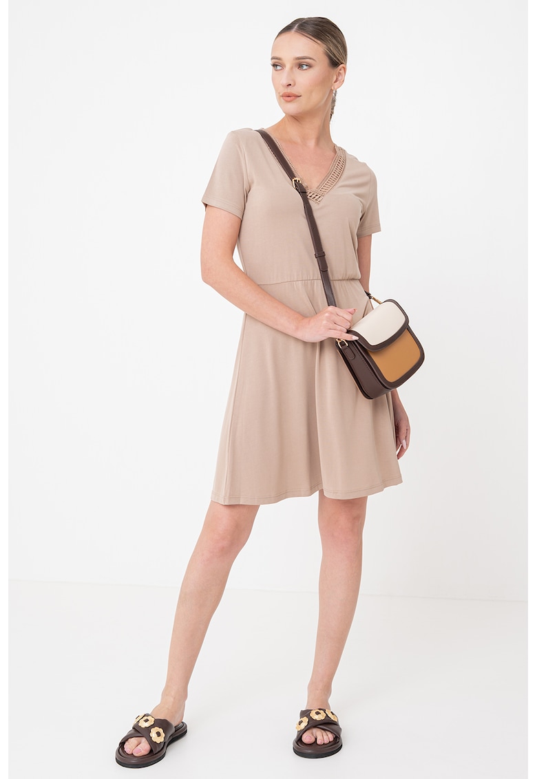 Rochie cu insertie crosetata Savannah - Maro taupe deschis