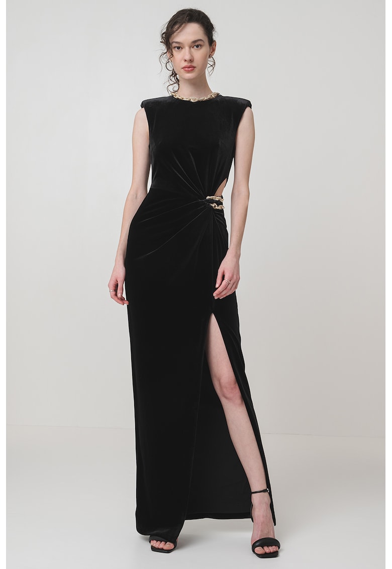 Rochie cu lant la decolteu Elegant - Negru