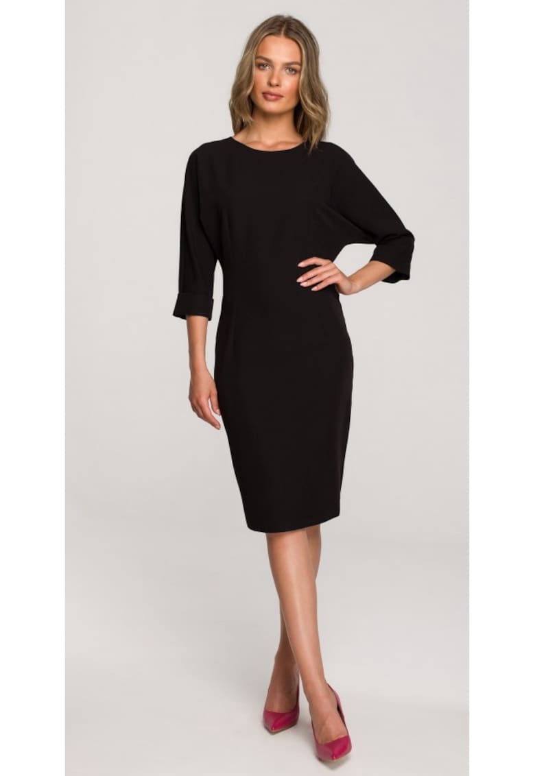 Rochie cu maneci kimono uni - Negru