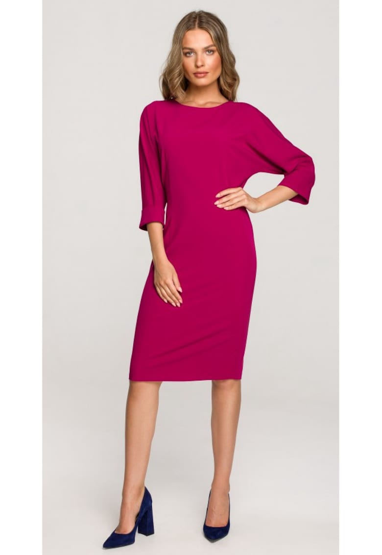 Rochie cu maneci kimono uni - Pruna