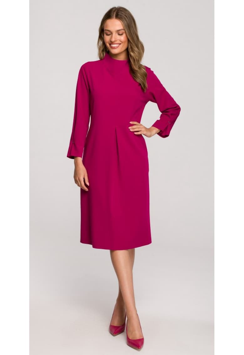 Rochie cu pliseuri decorative - Pruna