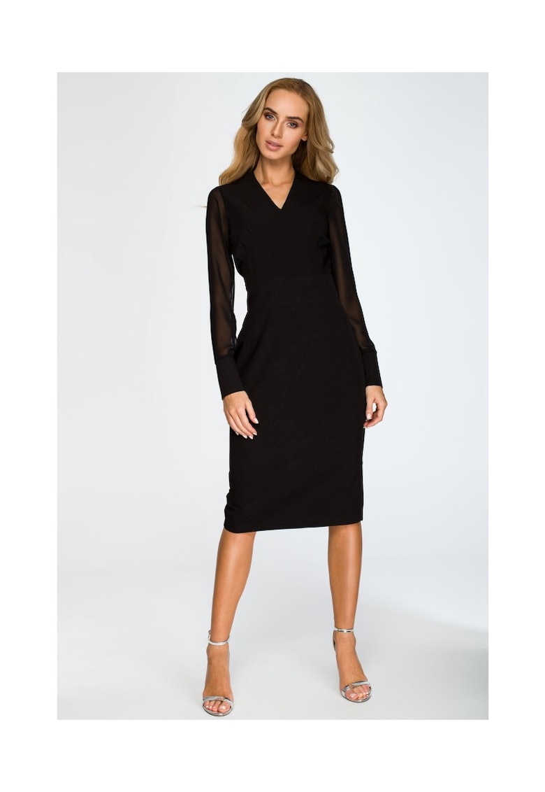 Rochie cu sifon - Poliester/Vascoza - Negru