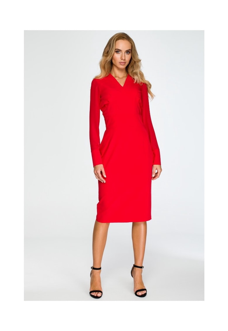 Rochie cu sifon -  Poliester/Vascoza - Rosu