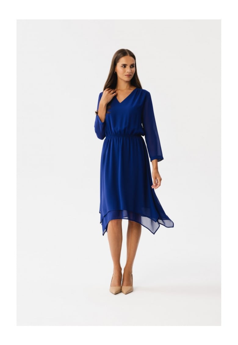 Rochie dama asimetrica - Spumados - albastru de floarea de colt - XXL