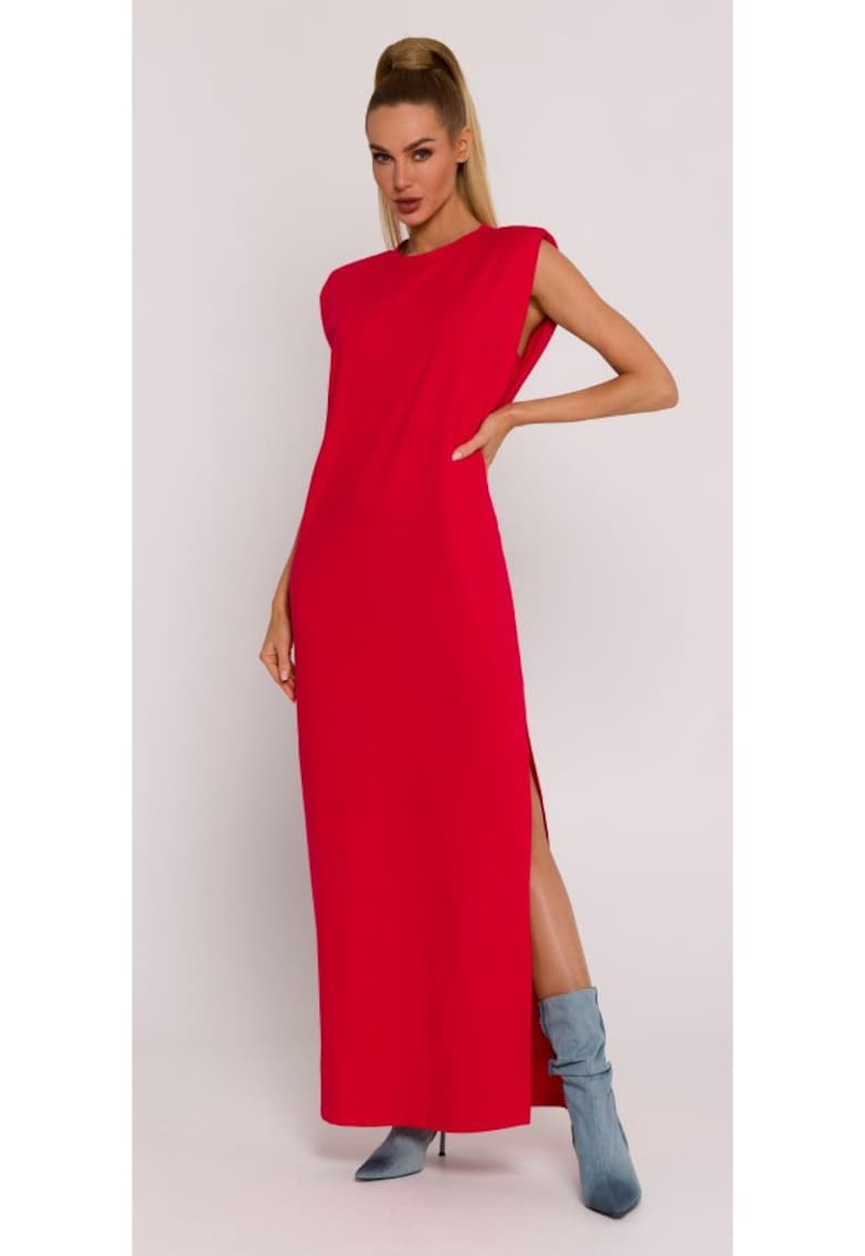 Rochie dama - maxi cu umeri - Poliester - Rosu