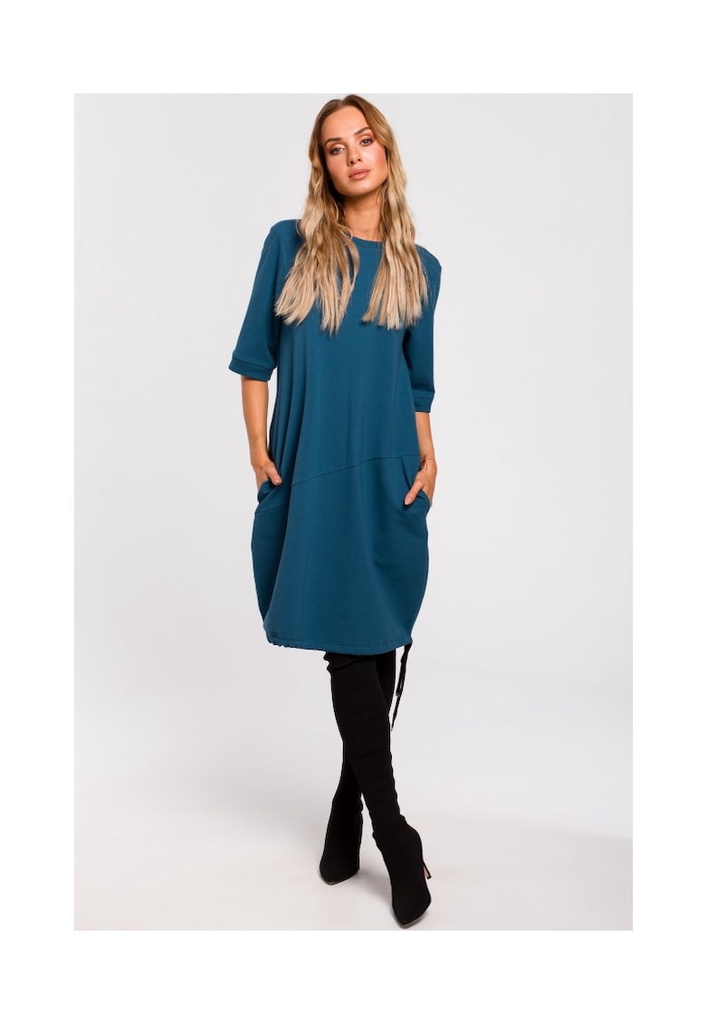 Rochie de dama - Bumbac - Elastan - Verde militar - Albastru ultramarin
