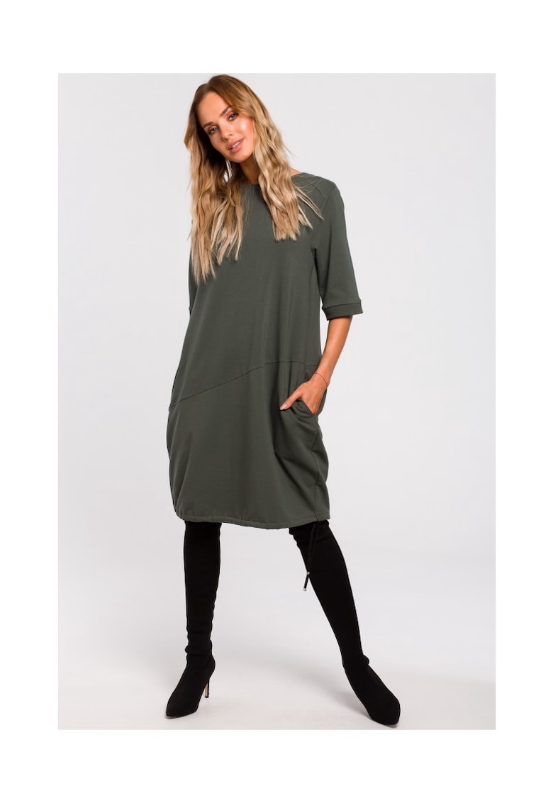 Rochie de dama - Bumbac - Elastan - Verde militar - Kaki inchis
