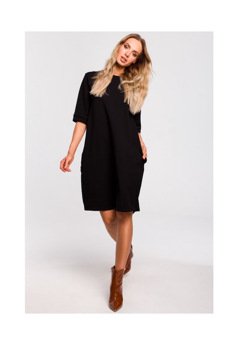 Rochie de dama - Bumbac - Elastan - Verde militar - Negru