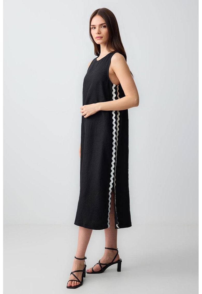 Rochie de in fara maneci cu slituri laterale - Negru