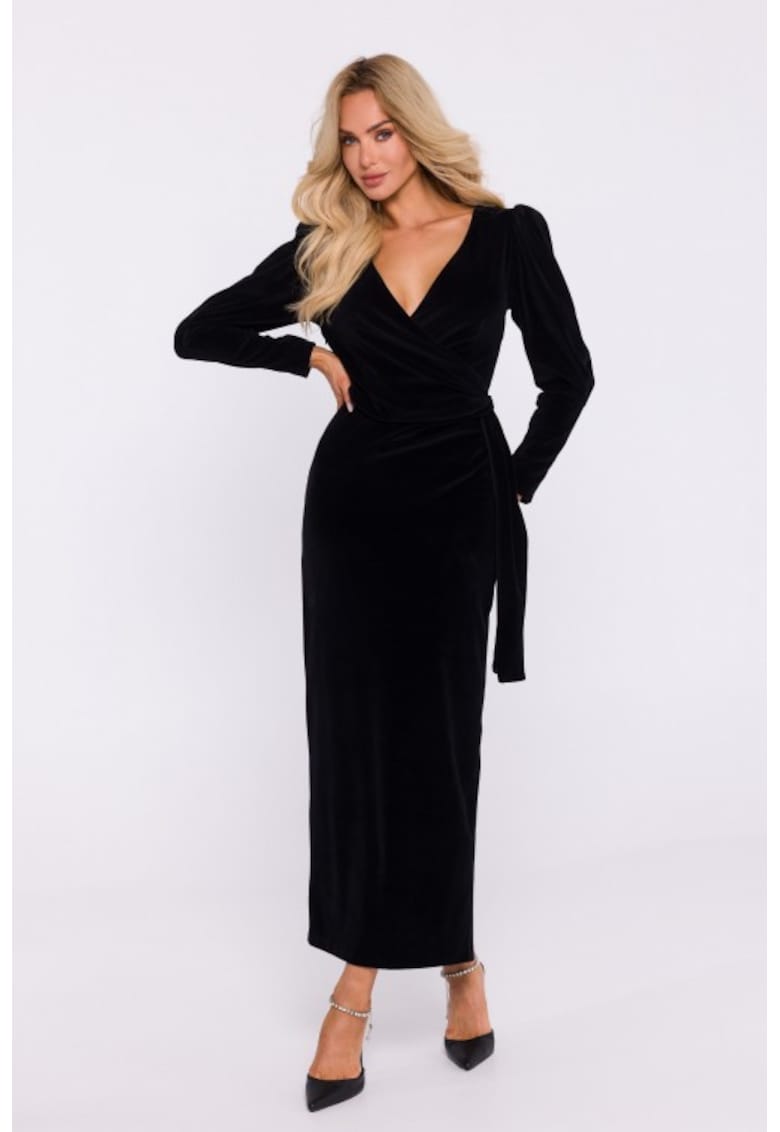 Rochie de seara maxi din velur - Negru
