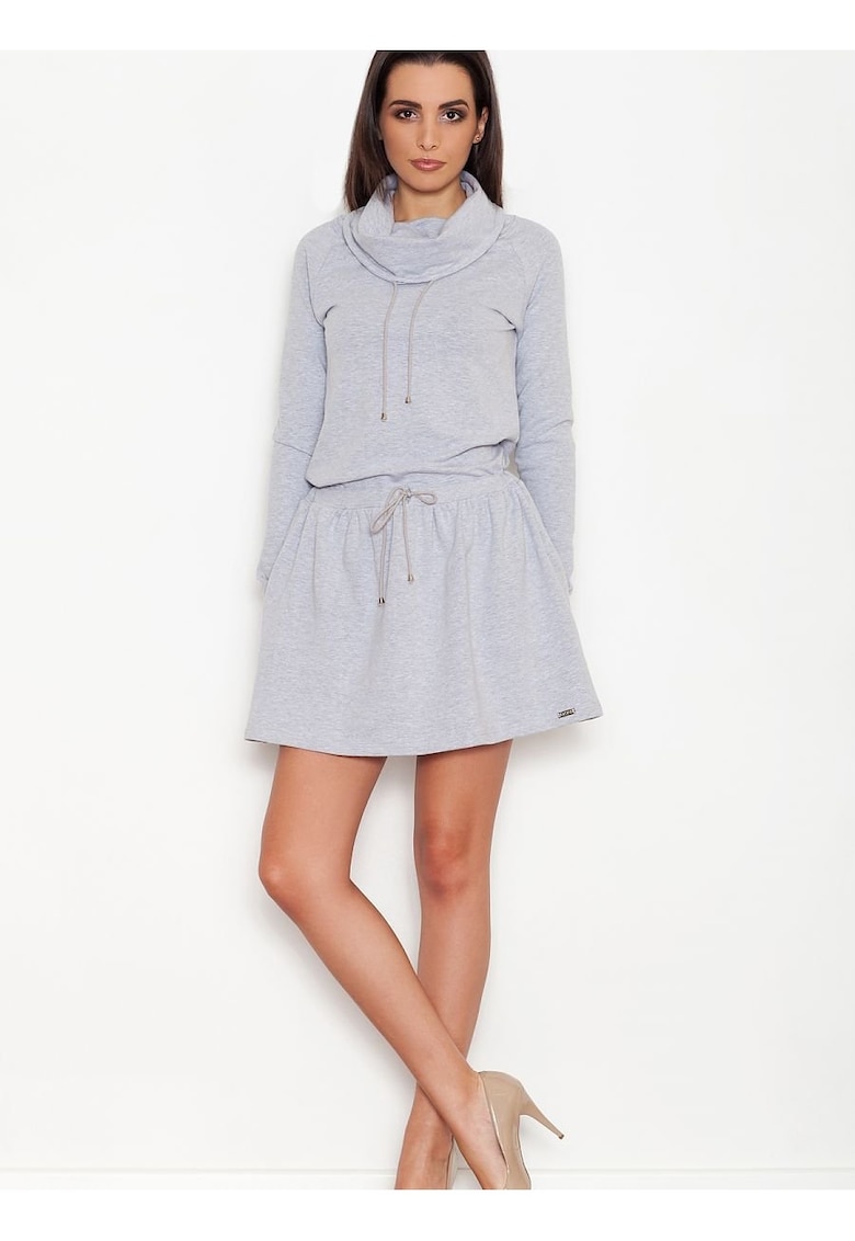 Rochie de zi gri - casual - cu guler