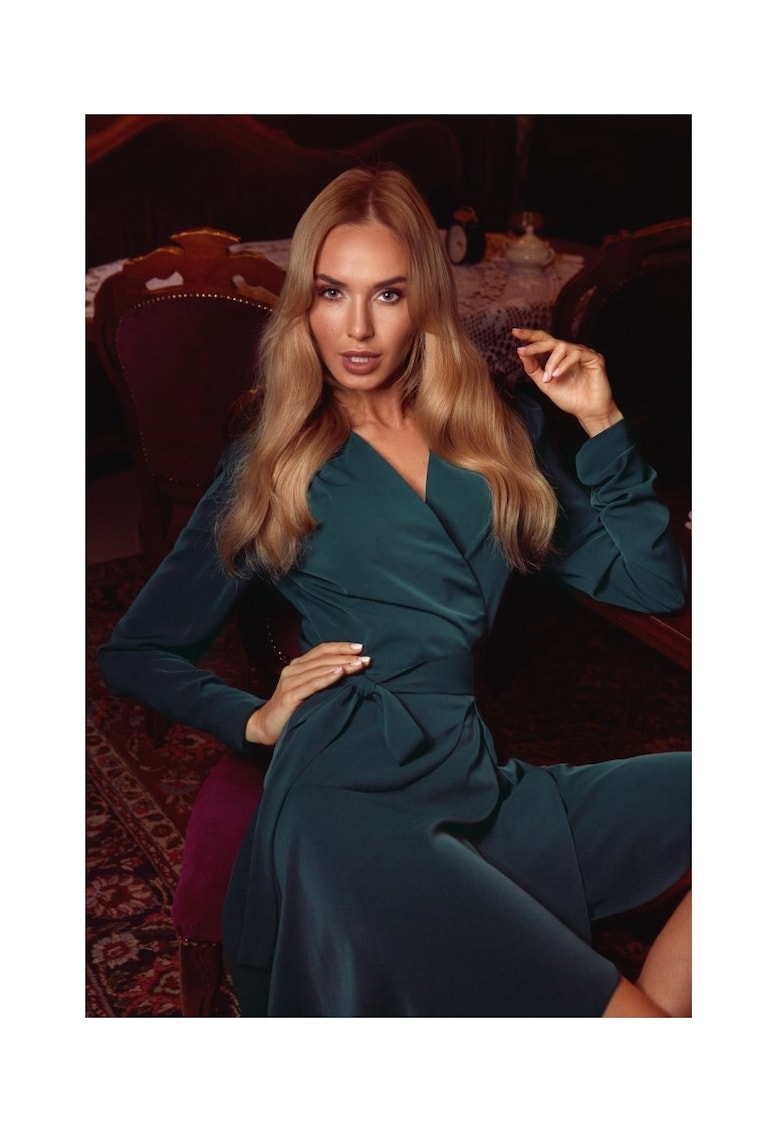Rochie eleganta roz din poliester - Verde