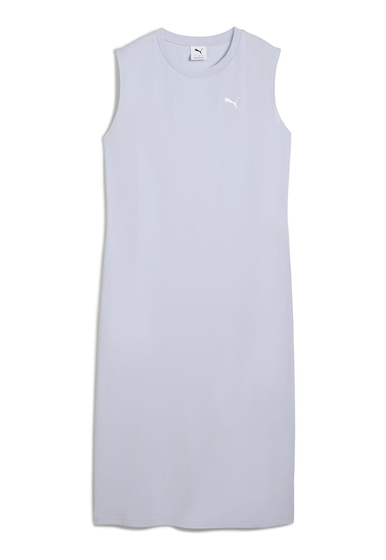 Rochie fara maneci cu logo discret - Albastru deschis